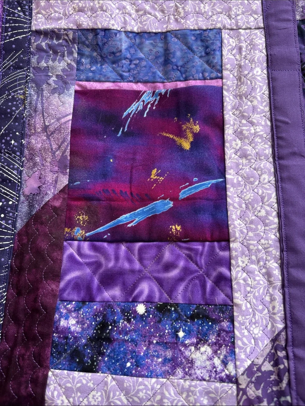 Quilted Purple Tote with Constellation Theme‎ NWOT
